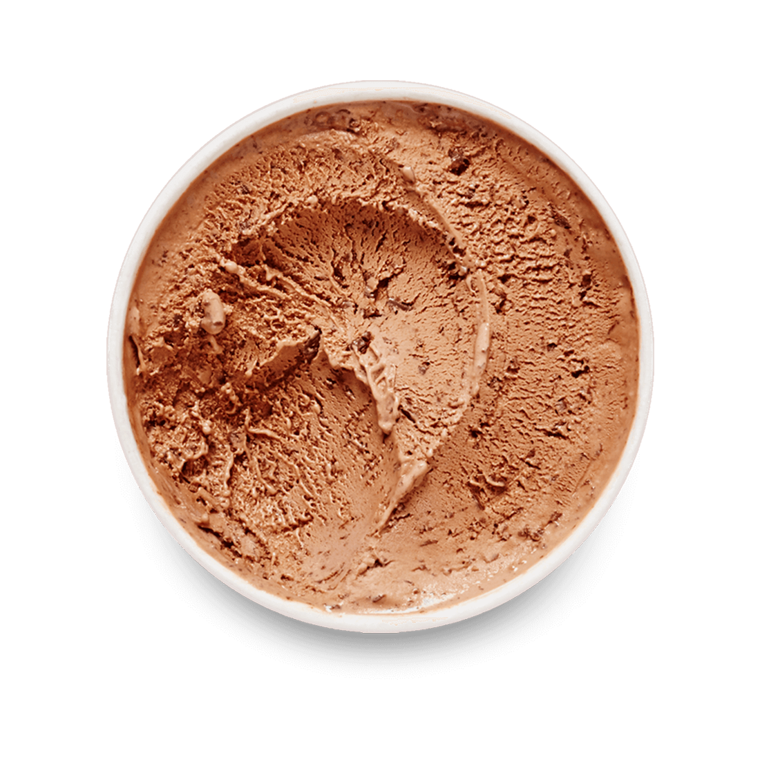 Haagen Dazs Belgian chocolate ice cream pint top view with lid off